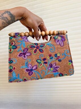 Vintage Cork Embroidered Handbag